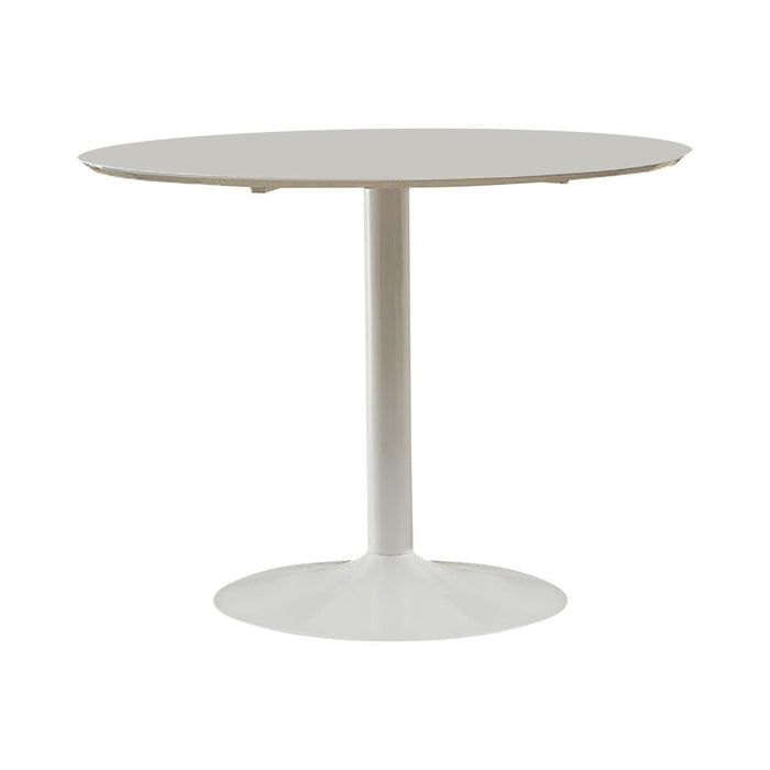 Lowry Mid Century Modern White Round Dining Table - Premium Dining Table from Coaster Z2 Standard - Just $270! Shop now at Furniture Wholesale Plus  We are the best furniture store in Nashville, Hendersonville, Goodlettsville, Madison, Antioch, Mount Juliet, Lebanon, Gallatin, Springfield, Murfreesboro, Franklin, Brentwood