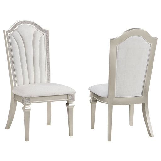 Evangeline Upholstered Dining Side Chair with Faux Diamond Trim Ivory and Silver Oak (Set of 2) - Premium Dining Chair from Coaster Z2 Standard - Just $242! Shop now at Furniture Wholesale Plus  We are the best furniture store in Nashville, Hendersonville, Goodlettsville, Madison, Antioch, Mount Juliet, Lebanon, Gallatin, Springfield, Murfreesboro, Franklin, Brentwood