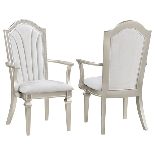 Evangeline Upholstered Dining Arm Chair with Faux Diamond Trim Ivory and Silver Oak (Set of 2) - Premium Dining Chair from Coaster Z2 Standard - Just $274! Shop now at Furniture Wholesale Plus  We are the best furniture store in Nashville, Hendersonville, Goodlettsville, Madison, Antioch, Mount Juliet, Lebanon, Gallatin, Springfield, Murfreesboro, Franklin, Brentwood