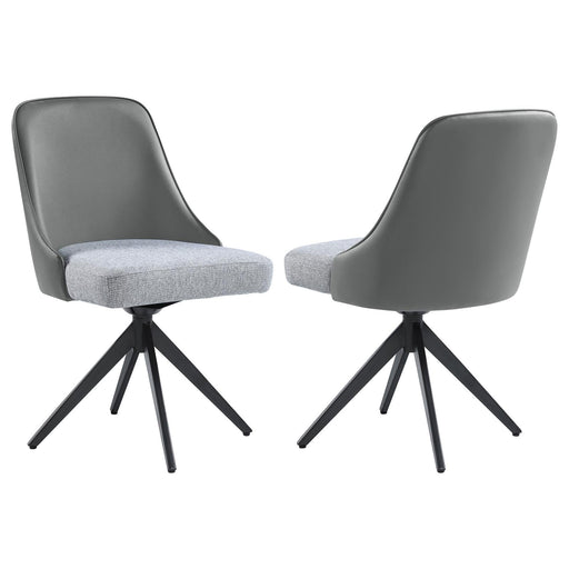 Paulita Upholstered Swivel Side Chairs (Set Of 2) Grey And Gunmetal - Premium Dining Chair from Coaster Z2 Standard - Just $216! Shop now at Furniture Wholesale Plus  We are the best furniture store in Nashville, Hendersonville, Goodlettsville, Madison, Antioch, Mount Juliet, Lebanon, Gallatin, Springfield, Murfreesboro, Franklin, Brentwood
