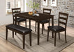 Taraval Cappuccino Five Piece Dining Set With Bench - Premium Dining Room Set from Coaster Z2 Standard - Just $418! Shop now at Furniture Wholesale Plus  We are the best furniture store in Nashville, Hendersonville, Goodlettsville, Madison, Antioch, Mount Juliet, Lebanon, Gallatin, Springfield, Murfreesboro, Franklin, Brentwood