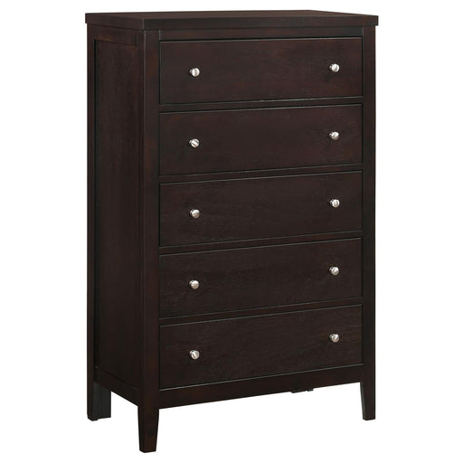 Carlton Cappuccino Five Drawer Chest - Premium Chest from Coaster Z2 Standard - Just $328! Shop now at Furniture Wholesale Plus  We are the best furniture store in Nashville, Hendersonville, Goodlettsville, Madison, Antioch, Mount Juliet, Lebanon, Gallatin, Springfield, Murfreesboro, Franklin, Brentwood