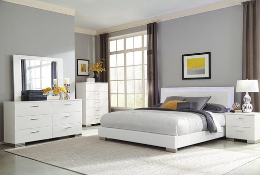 Felicity Contemporary White and High Gloss Eastern King Five Piece Set - Premium Bedroom Set from Coaster Z2 Standard - Just $2338! Shop now at Furniture Wholesale Plus  We are the best furniture store in Nashville, Hendersonville, Goodlettsville, Madison, Antioch, Mount Juliet, Lebanon, Gallatin, Springfield, Murfreesboro, Franklin, Brentwood
