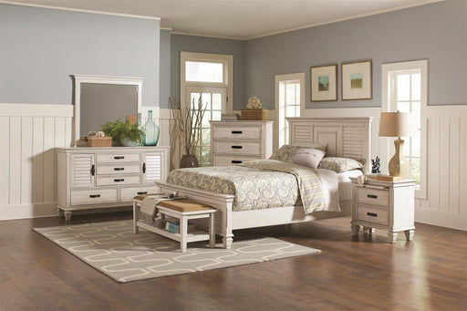 Franco Antique White California King Four Piece Set - Premium Bedroom Set from Coaster Z2 Standard - Just $2270! Shop now at Furniture Wholesale Plus  We are the best furniture store in Nashville, Hendersonville, Goodlettsville, Madison, Antioch, Mount Juliet, Lebanon, Gallatin, Springfield, Murfreesboro, Franklin, Brentwood