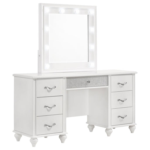 Barzini 7 Drawer Vanity Desk With Lighted Mirror White - Premium Vanity from Coaster Z2 Standard - Just $878! Shop now at Furniture Wholesale Plus  We are the best furniture store in Nashville, Hendersonville, Goodlettsville, Madison, Antioch, Mount Juliet, Lebanon, Gallatin, Springfield, Murfreesboro, Franklin, Brentwood