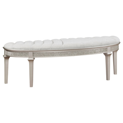 Evangeline Upholstered Demilune Bench Ivory and Silver Oak - Premium Bench from Coaster Z2 Standard - Just $398! Shop now at Furniture Wholesale Plus  We are the best furniture store in Nashville, Hendersonville, Goodlettsville, Madison, Antioch, Mount Juliet, Lebanon, Gallatin, Springfield, Murfreesboro, Franklin, Brentwood