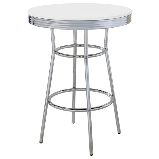 White Contemporary Round Bar Table - Premium Bar Table from Coaster Z2 Standard - Just $190! Shop now at Furniture Wholesale Plus  We are the best furniture store in Nashville, Hendersonville, Goodlettsville, Madison, Antioch, Mount Juliet, Lebanon, Gallatin, Springfield, Murfreesboro, Franklin, Brentwood