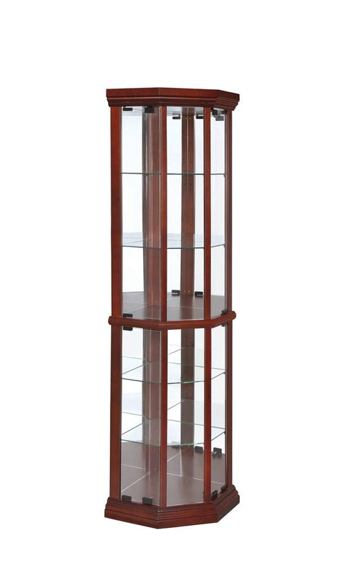 Traditional Medium Brown Curio Cabinet - Premium Corner Curio Cabinet from Coaster Z2 Standard - Just $610! Shop now at Furniture Wholesale Plus  We are the best furniture store in Nashville, Hendersonville, Goodlettsville, Madison, Antioch, Mount Juliet, Lebanon, Gallatin, Springfield, Murfreesboro, Franklin, Brentwood