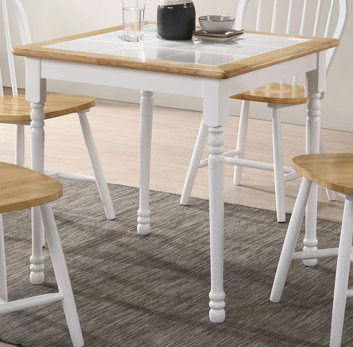 Country Natural Brown Dining Table with White Tile Top - Premium Dining Table from Coaster Z2 Standard - Just $186! Shop now at Furniture Wholesale Plus  We are the best furniture store in Nashville, Hendersonville, Goodlettsville, Madison, Antioch, Mount Juliet, Lebanon, Gallatin, Springfield, Murfreesboro, Franklin, Brentwood