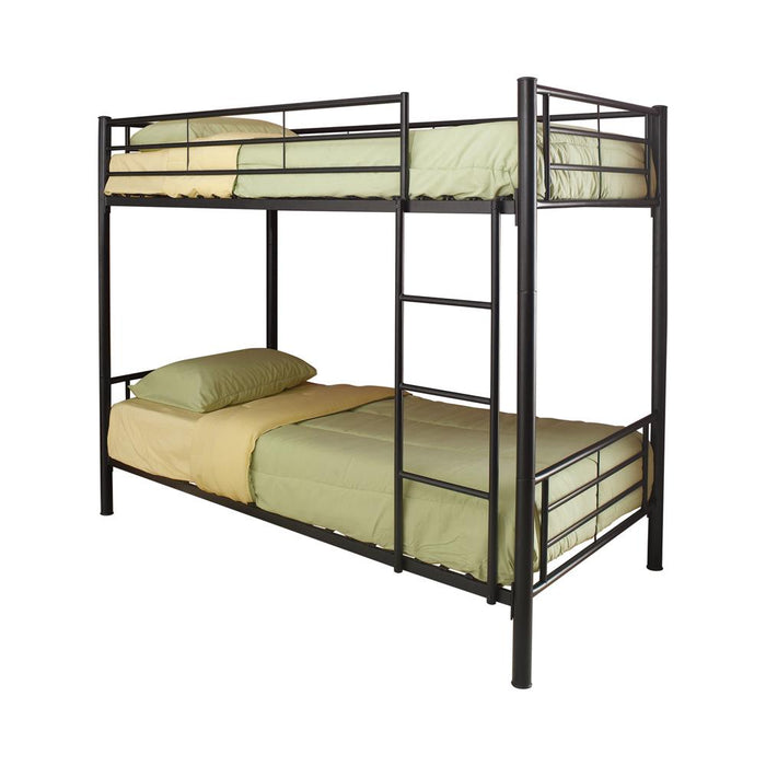 Denley Black Metal Twin Over Twin Bunk Bed - Premium Bed from Coaster Z2 Standard - Just $358! Shop now at Furniture Wholesale Plus  We are the best furniture store in Nashville, Hendersonville, Goodlettsville, Madison, Antioch, Mount Juliet, Lebanon, Gallatin, Springfield, Murfreesboro, Franklin, Brentwood