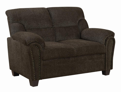 Clementine Casual Brown Loveseat - Premium Loveseat from Coaster Z2 Standard - Just $520! Shop now at Furniture Wholesale Plus  We are the best furniture store in Nashville, Hendersonville, Goodlettsville, Madison, Antioch, Mount Juliet, Lebanon, Gallatin, Springfield, Murfreesboro, Franklin, Brentwood