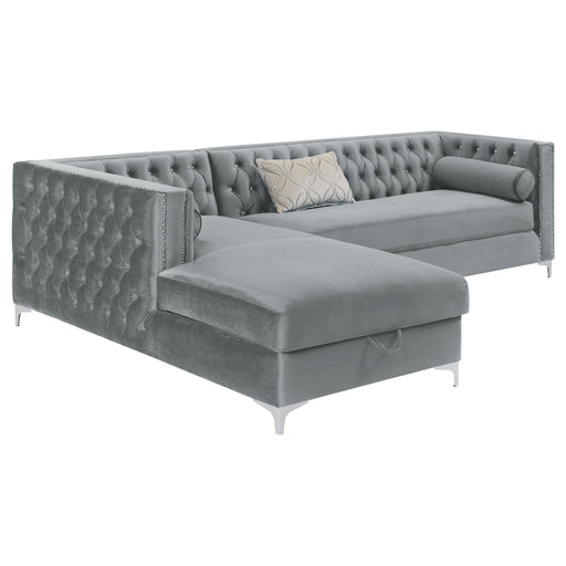 Bellaire Contemporary Silver and Chrome Sectional - Premium Sectional from Coaster Z2 Standard - Just $1698! Shop now at Furniture Wholesale Plus  We are the best furniture store in Nashville, Hendersonville, Goodlettsville, Madison, Antioch, Mount Juliet, Lebanon, Gallatin, Springfield, Murfreesboro, Franklin, Brentwood