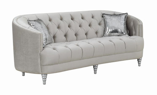 Avonlea Traditional Grey and Chrome Sofa - Premium Sofa from Coaster Z2 Standard - Just $1118! Shop now at Furniture Wholesale Plus  We are the best furniture store in Nashville, Hendersonville, Goodlettsville, Madison, Antioch, Mount Juliet, Lebanon, Gallatin, Springfield, Murfreesboro, Franklin, Brentwood
