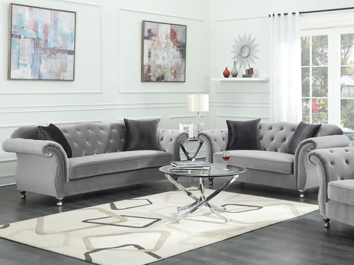 Frostine Grey Two Piece Living Room Set - Premium Living Room Set from Coaster Z2 Standard - Just $2238! Shop now at Furniture Wholesale Plus  We are the best furniture store in Nashville, Hendersonville, Goodlettsville, Madison, Antioch, Mount Juliet, Lebanon, Gallatin, Springfield, Murfreesboro, Franklin, Brentwood