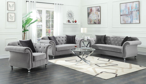 Frostine Grey Three Piece Living Room Set - Premium Living Room Set from Coaster Z2 Standard - Just $3038! Shop now at Furniture Wholesale Plus  We are the best furniture store in Nashville, Hendersonville, Goodlettsville, Madison, Antioch, Mount Juliet, Lebanon, Gallatin, Springfield, Murfreesboro, Franklin, Brentwood