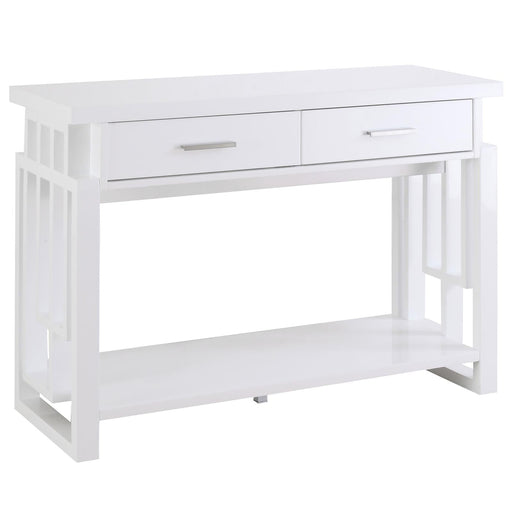 Transitional Glossy White Sofa Table - Premium Sofa Table from Coaster Z2 Standard - Just $330! Shop now at Furniture Wholesale Plus  We are the best furniture store in Nashville, Hendersonville, Goodlettsville, Madison, Antioch, Mount Juliet, Lebanon, Gallatin, Springfield, Murfreesboro, Franklin, Brentwood