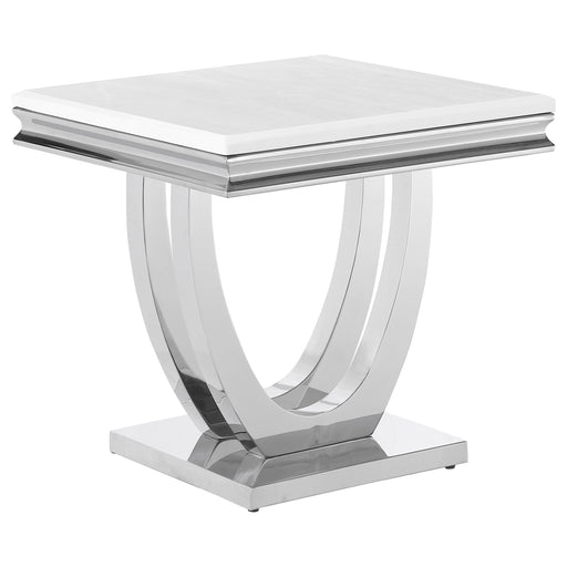 Kerwin U-base Square End Table White and Chrome - Premium End Tabke from Coaster Z2 Standard - Just $418! Shop now at Furniture Wholesale Plus  We are the best furniture store in Nashville, Hendersonville, Goodlettsville, Madison, Antioch, Mount Juliet, Lebanon, Gallatin, Springfield, Murfreesboro, Franklin, Brentwood