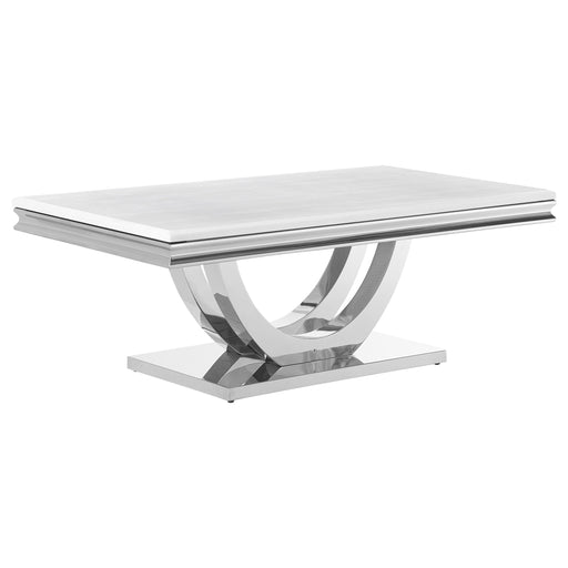 Kerwin U-base Rectangle Coffee Table White and Chrome - Premium Coffe Table from Coaster Z2 Standard - Just $690! Shop now at Furniture Wholesale Plus  We are the best furniture store in Nashville, Hendersonville, Goodlettsville, Madison, Antioch, Mount Juliet, Lebanon, Gallatin, Springfield, Murfreesboro, Franklin, Brentwood
