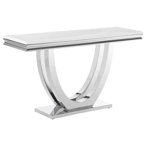 Kerwin U-base Rectangle Sofa Table White and Chrome - Premium Sofa Table from Coaster Z2 Standard - Just $770! Shop now at Furniture Wholesale Plus  We are the best furniture store in Nashville, Hendersonville, Goodlettsville, Madison, Antioch, Mount Juliet, Lebanon, Gallatin, Springfield, Murfreesboro, Franklin, Brentwood