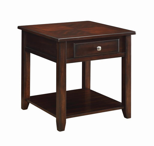 Transitional Walnut One Drawer End Table - Premium End Table from Coaster Z2 Standard - Just $158! Shop now at Furniture Wholesale Plus  We are the best furniture store in Nashville, Hendersonville, Goodlettsville, Madison, Antioch, Mount Juliet, Lebanon, Gallatin, Springfield, Murfreesboro, Franklin, Brentwood