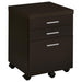 Skylar Contemporary Cappuccino Three Drawer File Cabinet - Premium Mobile Pedestal from Coaster Z2 Standard - Just $142! Shop now at Furniture Wholesale Plus  We are the best furniture store in Nashville, Hendersonville, Goodlettsville, Madison, Antioch, Mount Juliet, Lebanon, Gallatin, Springfield, Murfreesboro, Franklin, Brentwood