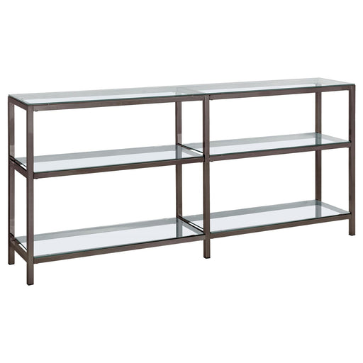 G801018 Contemporary Black Nickel Two Tier Double Bookcase - Premium Bookcase from Coaster Z2 Standard - Just $198! Shop now at Furniture Wholesale Plus  We are the best furniture store in Nashville, Hendersonville, Goodlettsville, Madison, Antioch, Mount Juliet, Lebanon, Gallatin, Springfield, Murfreesboro, Franklin, Brentwood