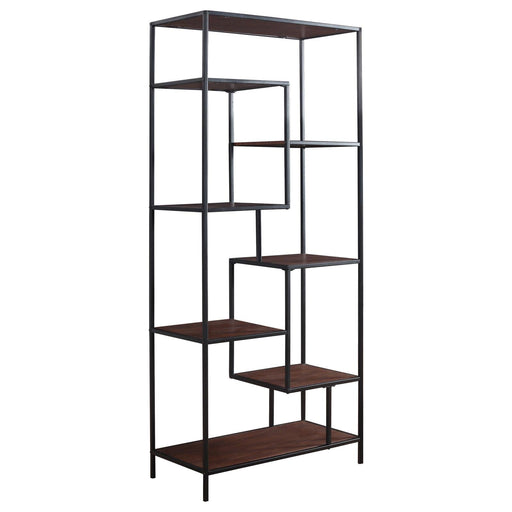 Industrial Walnut and Black Bookcase - Premium Bookcase from Coaster Z2 Standard - Just $230! Shop now at Furniture Wholesale Plus  We are the best furniture store in Nashville, Hendersonville, Goodlettsville, Madison, Antioch, Mount Juliet, Lebanon, Gallatin, Springfield, Murfreesboro, Franklin, Brentwood