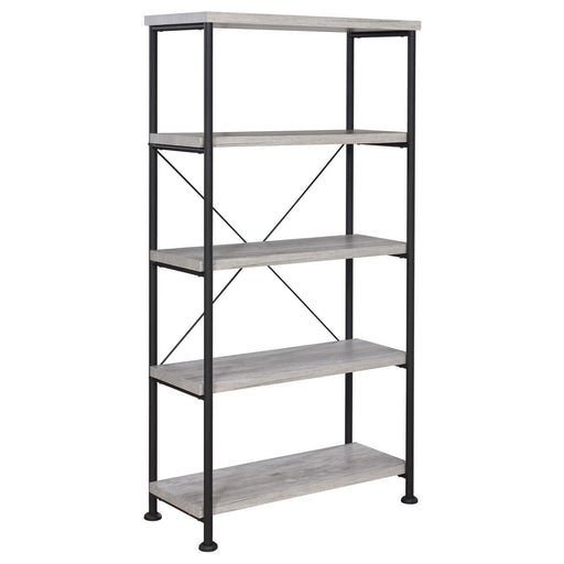 G801549 Guthrie Industrial Grey Driftwood Bookcase - Premium Bookcase from Coaster Z2 Standard - Just $190! Shop now at Furniture Wholesale Plus  We are the best furniture store in Nashville, Hendersonville, Goodlettsville, Madison, Antioch, Mount Juliet, Lebanon, Gallatin, Springfield, Murfreesboro, Franklin, Brentwood