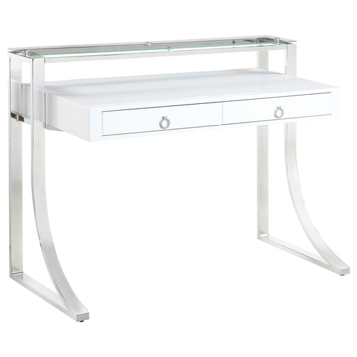 G802141 Contemporary Glossy White Writing Desk - Premium Desk from Coaster Z2 Standard - Just $498! Shop now at Furniture Wholesale Plus  We are the best furniture store in Nashville, Hendersonville, Goodlettsville, Madison, Antioch, Mount Juliet, Lebanon, Gallatin, Springfield, Murfreesboro, Franklin, Brentwood