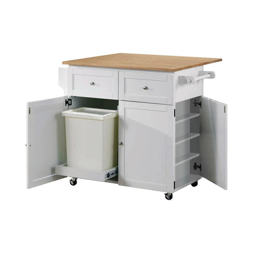Transitional Natural Brown and White Kitchen Cart - Premium Kitchen Cart from Coaster Z2 Standard - Just $550! Shop now at Furniture Wholesale Plus  We are the best furniture store in Nashville, Hendersonville, Goodlettsville, Madison, Antioch, Mount Juliet, Lebanon, Gallatin, Springfield, Murfreesboro, Franklin, Brentwood