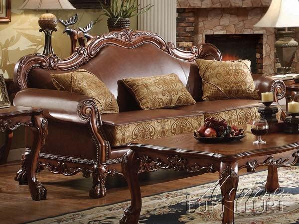 Dresden Brown PU & Chenille, Cherry Oak Sofa w/3 Pillows - Premium Sofa from ACME East - Just $3022.50! Shop now at Furniture Wholesale Plus  We are the best furniture store in Nashville, Hendersonville, Goodlettsville, Madison, Antioch, Mount Juliet, Lebanon, Gallatin, Springfield, Murfreesboro, Franklin, Brentwood