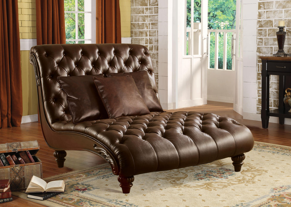 Anondale 2-Tone Brown PU Chaise & 3Pillows - Premium Chaise from ACME East - Just $2026.05! Shop now at Furniture Wholesale Plus  We are the best furniture store in Nashville, Hendersonville, Goodlettsville, Madison, Antioch, Mount Juliet, Lebanon, Gallatin, Springfield, Murfreesboro, Franklin, Brentwood