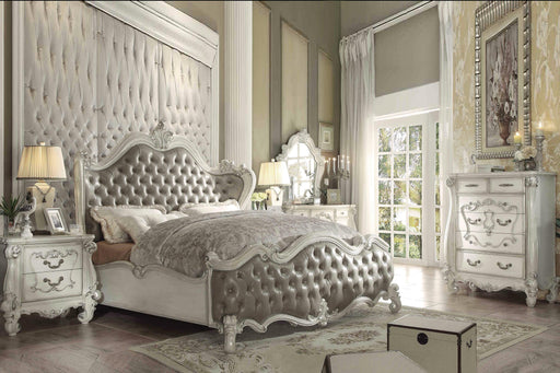 Versailles Vintage Gray PU & Bone White Queen Bed - Premium Bed from ACME East - Just $4485! Shop now at Furniture Wholesale Plus  We are the best furniture store in Nashville, Hendersonville, Goodlettsville, Madison, Antioch, Mount Juliet, Lebanon, Gallatin, Springfield, Murfreesboro, Franklin, Brentwood