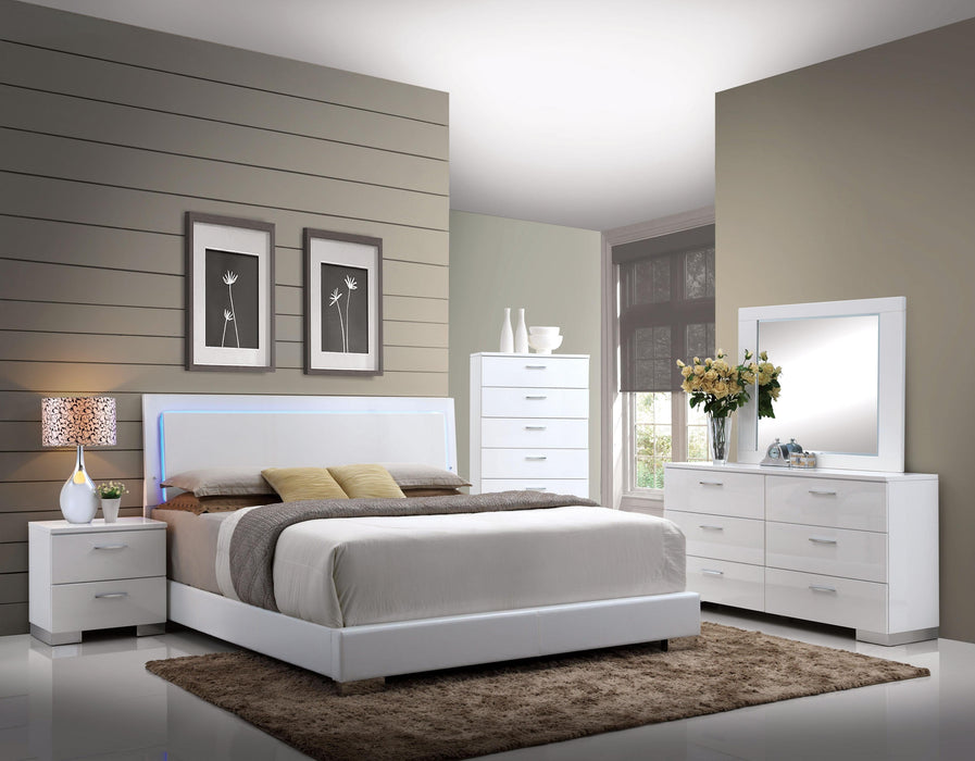 Lorimar White PU & Chrome Leg Eastern King Bed - Premium Bed from ACME East - Just $563.55! Shop now at Furniture Wholesale Plus  We are the best furniture store in Nashville, Hendersonville, Goodlettsville, Madison, Antioch, Mount Juliet, Lebanon, Gallatin, Springfield, Murfreesboro, Franklin, Brentwood