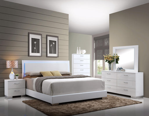 Lorimar White PU & Chrome Leg Queen Bed - Premium Bed from ACME East - Just $454.35! Shop now at Furniture Wholesale Plus  We are the best furniture store in Nashville, Hendersonville, Goodlettsville, Madison, Antioch, Mount Juliet, Lebanon, Gallatin, Springfield, Murfreesboro, Franklin, Brentwood