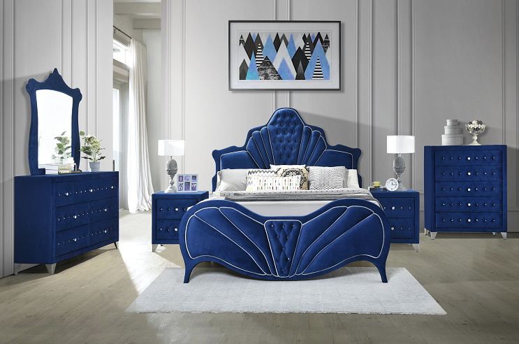 Dante Blue Velvet Eastern King Bed - Premium Bed from ACME East - Just $1209! Shop now at Furniture Wholesale Plus  We are the best furniture store in Nashville, Hendersonville, Goodlettsville, Madison, Antioch, Mount Juliet, Lebanon, Gallatin, Springfield, Murfreesboro, Franklin, Brentwood