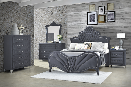 Dante Gray Velvet Eastern King Bed - Premium Bed from ACME East - Just $1121.25! Shop now at Furniture Wholesale Plus  We are the best furniture store in Nashville, Hendersonville, Goodlettsville, Madison, Antioch, Mount Juliet, Lebanon, Gallatin, Springfield, Murfreesboro, Franklin, Brentwood