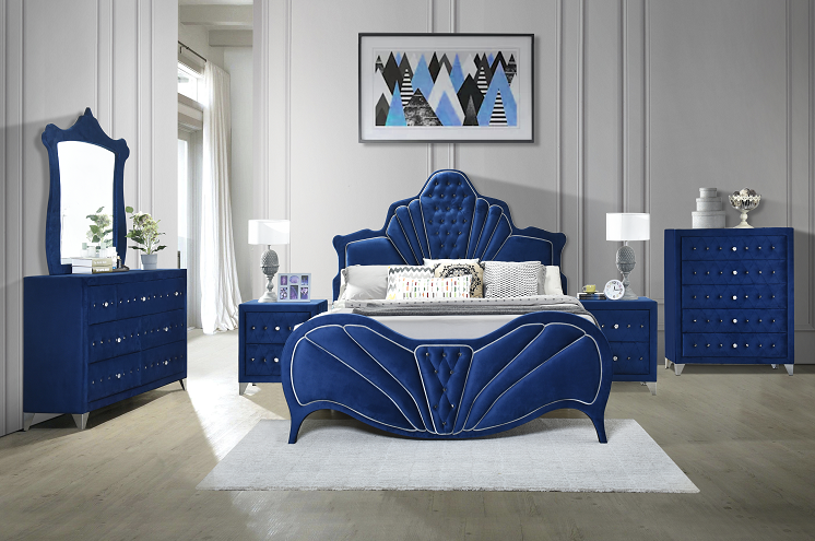 Dante Blue Velvet Queen Bed - Premium Bed from ACME East - Just $1037.40! Shop now at Furniture Wholesale Plus  We are the best furniture store in Nashville, Hendersonville, Goodlettsville, Madison, Antioch, Mount Juliet, Lebanon, Gallatin, Springfield, Murfreesboro, Franklin, Brentwood