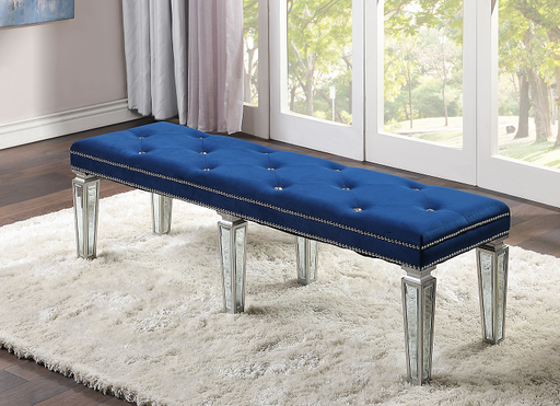 Varian Blue Velvet & Mirrored Bench - Premium Bench from ACME East - Just $388.05! Shop now at Furniture Wholesale Plus  We are the best furniture store in Nashville, Hendersonville, Goodlettsville, Madison, Antioch, Mount Juliet, Lebanon, Gallatin, Springfield, Murfreesboro, Franklin, Brentwood