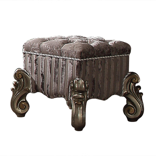 Versailles Fabric & Antique Platinum Vanity Stool - Premium Vanity from ACME East - Just $585! Shop now at Furniture Wholesale Plus  We are the best furniture store in Nashville, Hendersonville, Goodlettsville, Madison, Antioch, Mount Juliet, Lebanon, Gallatin, Springfield, Murfreesboro, Franklin, Brentwood