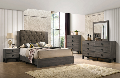 Avantika Fabric & Rustic Gray Oak Queen Bed - Premium Bed from ACME East - Just $382.20! Shop now at Furniture Wholesale Plus  We are the best furniture store in Nashville, Hendersonville, Goodlettsville, Madison, Antioch, Mount Juliet, Lebanon, Gallatin, Springfield, Murfreesboro, Franklin, Brentwood