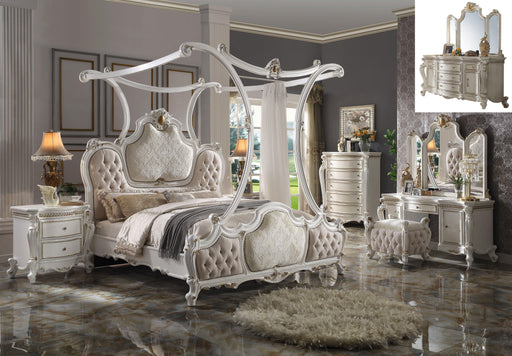 Picardy Fabric & Antique Pearl California King Bed (Canopy) - Premium Bed from ACME East - Just $4079.40! Shop now at Furniture Wholesale Plus  We are the best furniture store in Nashville, Hendersonville, Goodlettsville, Madison, Antioch, Mount Juliet, Lebanon, Gallatin, Springfield, Murfreesboro, Franklin, Brentwood