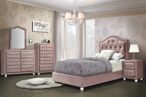 Reggie Pink Fabric Twin Bed - Premium Bed from ACME East - Just $333.45! Shop now at Furniture Wholesale Plus  We are the best furniture store in Nashville, Hendersonville, Goodlettsville, Madison, Antioch, Mount Juliet, Lebanon, Gallatin, Springfield, Murfreesboro, Franklin, Brentwood