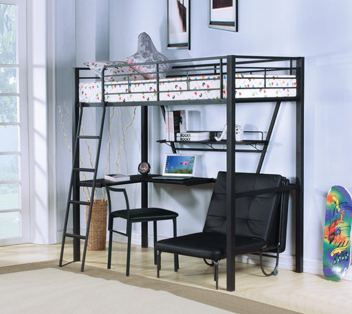 Senon Silver & Black Loft Bed & Desk - Premium Loft Bed from ACME East - Just $544.05! Shop now at Furniture Wholesale Plus  We are the best furniture store in Nashville, Hendersonville, Goodlettsville, Madison, Antioch, Mount Juliet, Lebanon, Gallatin, Springfield, Murfreesboro, Franklin, Brentwood