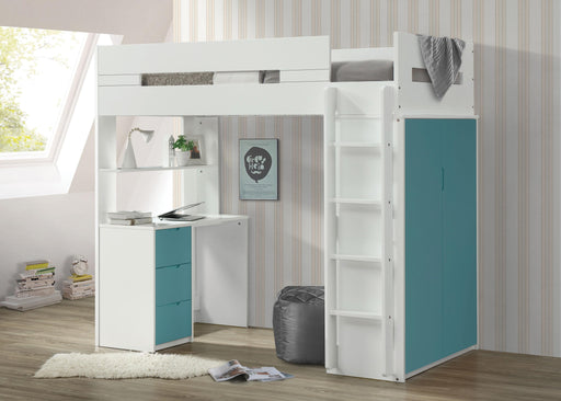 Nerice White & Teal Loft Bed - Premium Loft Bed from ACME East - Just $1187.55! Shop now at Furniture Wholesale Plus  We are the best furniture store in Nashville, Hendersonville, Goodlettsville, Madison, Antioch, Mount Juliet, Lebanon, Gallatin, Springfield, Murfreesboro, Franklin, Brentwood