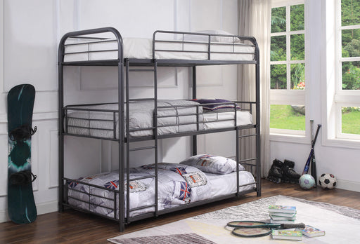 Cairo Gunmetal Bunk Bed (Triple Twin) - Premium Bunk Bed from ACME East - Just $680.55! Shop now at Furniture Wholesale Plus  We are the best furniture store in Nashville, Hendersonville, Goodlettsville, Madison, Antioch, Mount Juliet, Lebanon, Gallatin, Springfield, Murfreesboro, Franklin, Brentwood