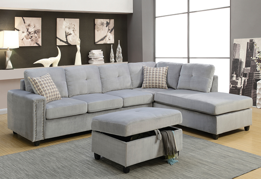 Belville Gray Velvet Sectional Sofa w/Pillows - Premium Sectional from ACME East - Just $1480.05! Shop now at Furniture Wholesale Plus  We are the best furniture store in Nashville, Hendersonville, Goodlettsville, Madison, Antioch, Mount Juliet, Lebanon, Gallatin, Springfield, Murfreesboro, Franklin, Brentwood