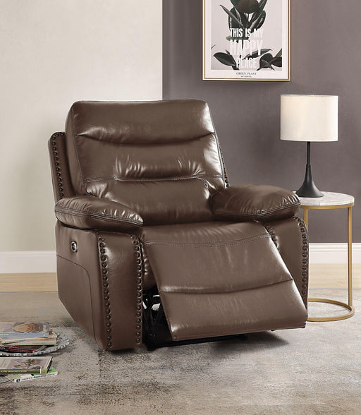 Aashi Brown Leather-Gel Match Recliner (Power Motion) - Premium Recliner from ACME East - Just $795.60! Shop now at Furniture Wholesale Plus  We are the best furniture store in Nashville, Hendersonville, Goodlettsville, Madison, Antioch, Mount Juliet, Lebanon, Gallatin, Springfield, Murfreesboro, Franklin, Brentwood