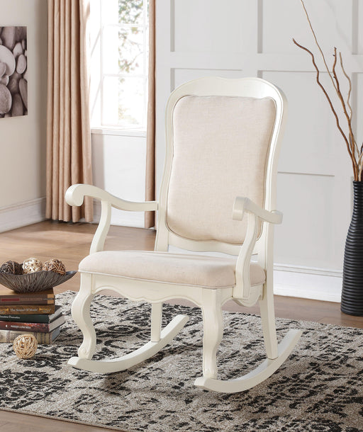 Sharan Fabric & Antique White Rocking Chair - Premium Chair from ACME East - Just $440.70! Shop now at Furniture Wholesale Plus  We are the best furniture store in Nashville, Hendersonville, Goodlettsville, Madison, Antioch, Mount Juliet, Lebanon, Gallatin, Springfield, Murfreesboro, Franklin, Brentwood