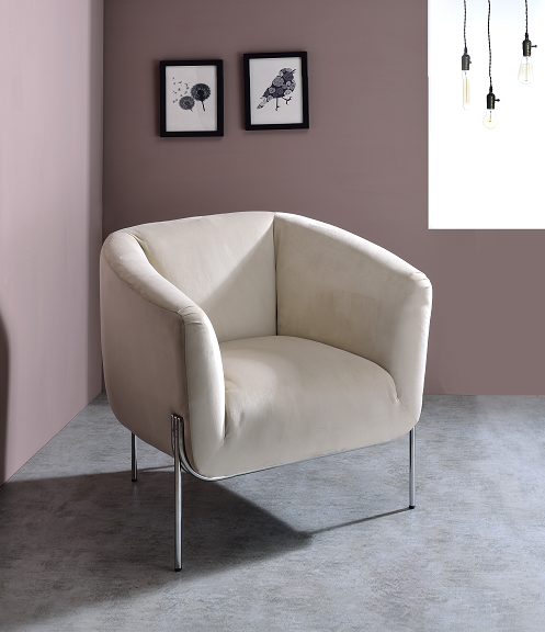 Carlson Beige Velvet & Chrome Accent Chair - Premium Chair from ACME East - Just $594.75! Shop now at Furniture Wholesale Plus  We are the best furniture store in Nashville, Hendersonville, Goodlettsville, Madison, Antioch, Mount Juliet, Lebanon, Gallatin, Springfield, Murfreesboro, Franklin, Brentwood